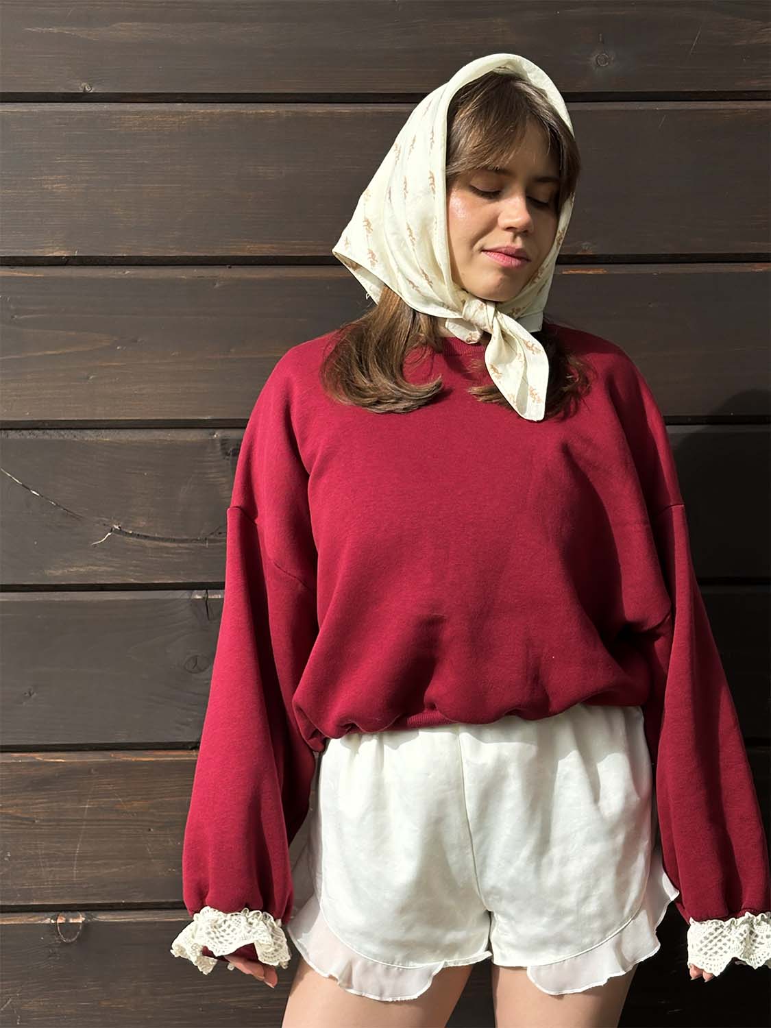 Bluza z koronką burgundy