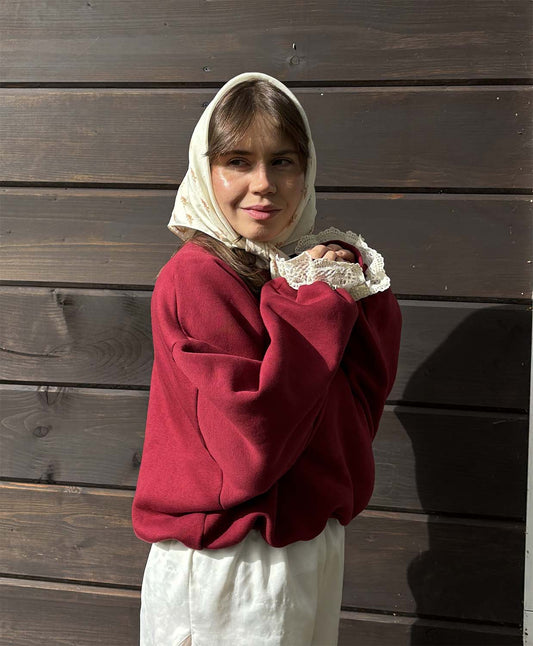 Bluza z koronką burgundy