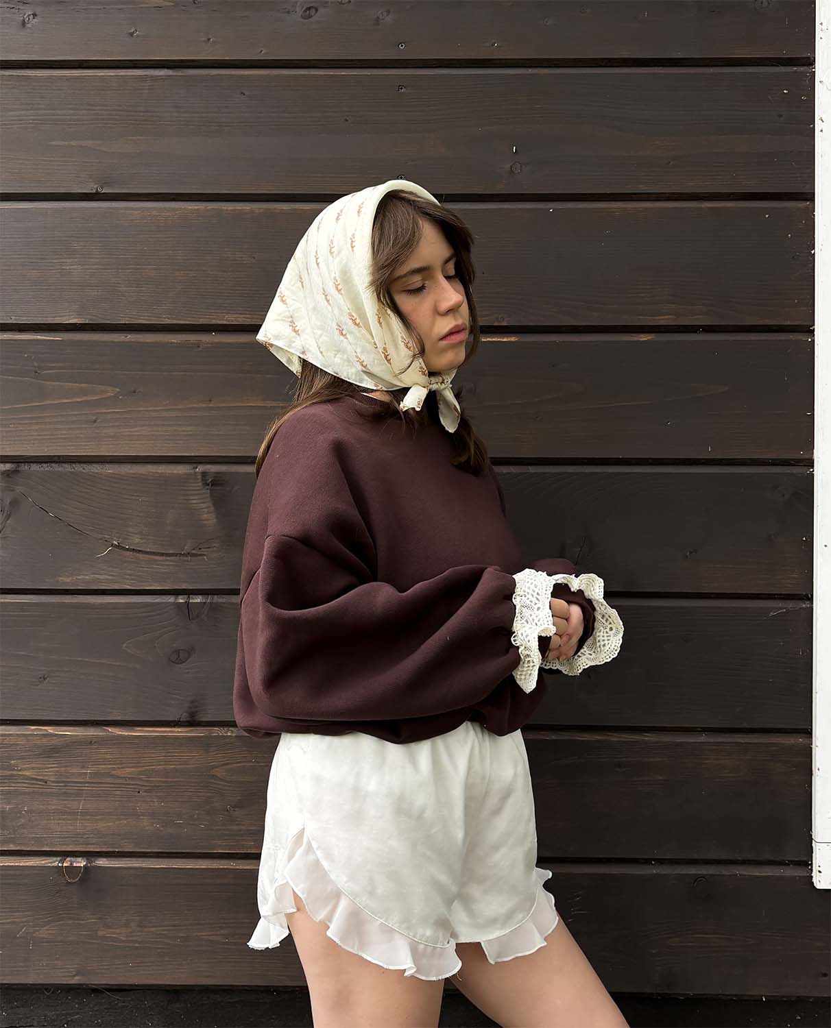 Bluza z koronką brown